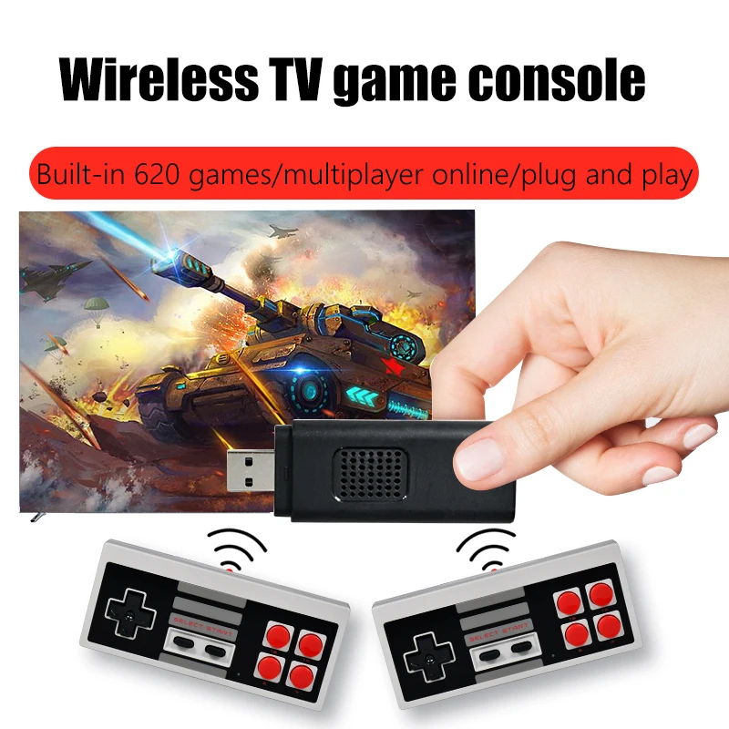Powkiddy PK02 USB ТВ игровая консоль 8 бит беспроводной контроллер 620 встроенных классических видеоигр джойстик игровой подарок