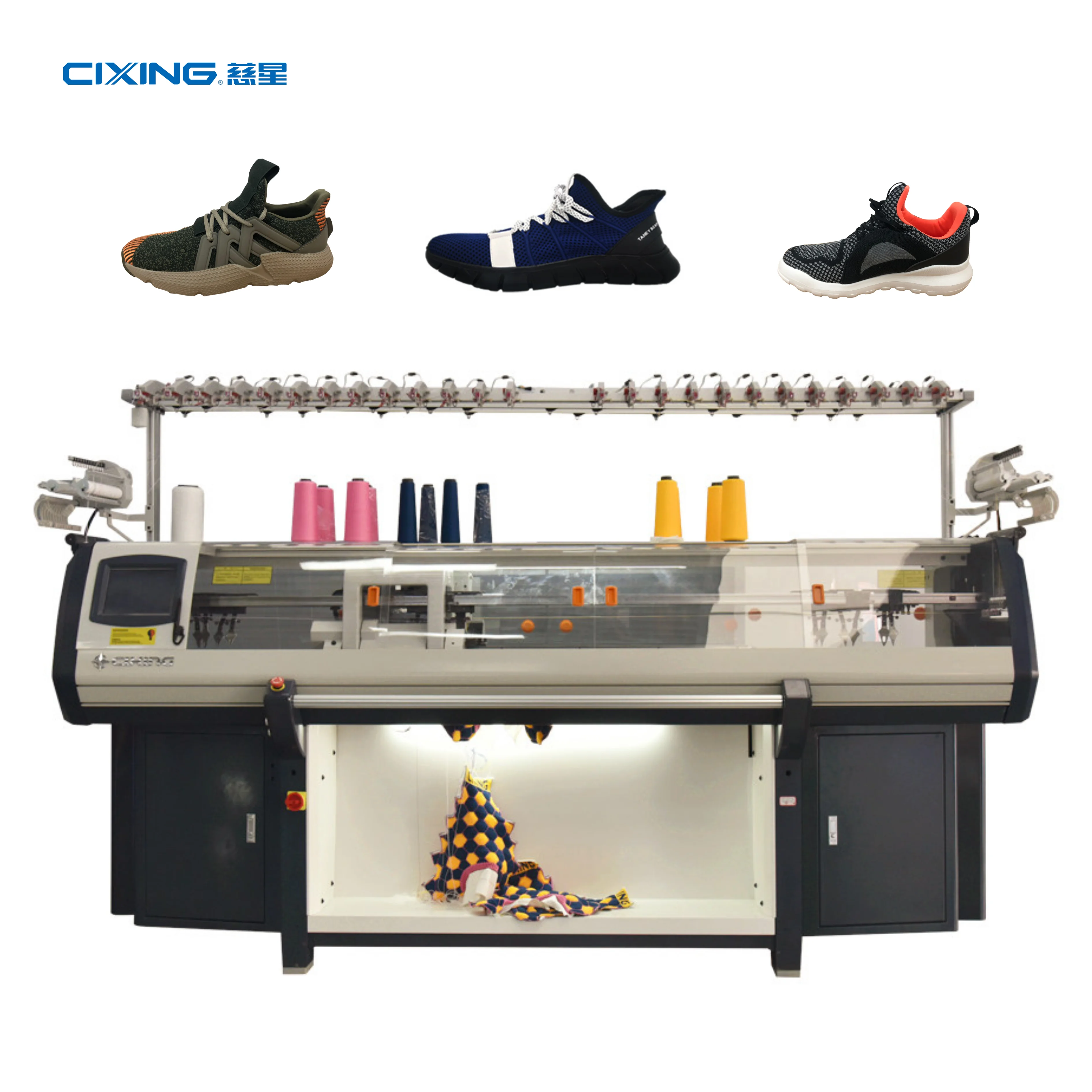 72 Inch double systems used flat knitting machine 3d shoe upper knitting machine