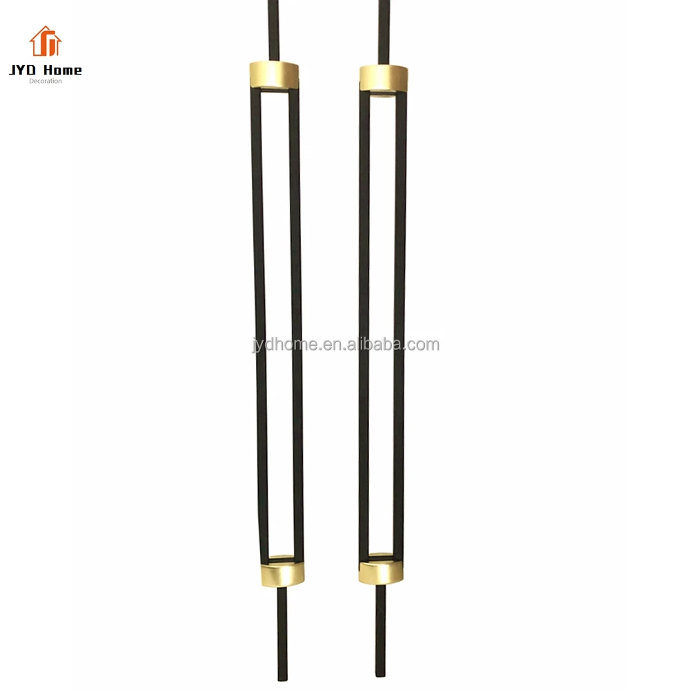 Wholesale of  Indoor Decorative Square Double Bars Skinny Panels Wrought Iron Staircase Balusters Metal Stair Spindles