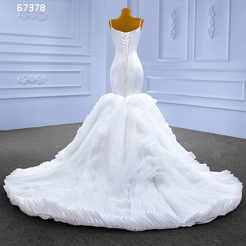 2022 New Simple White Satin Sling Halter Ladies Mermaid Wedding Dress