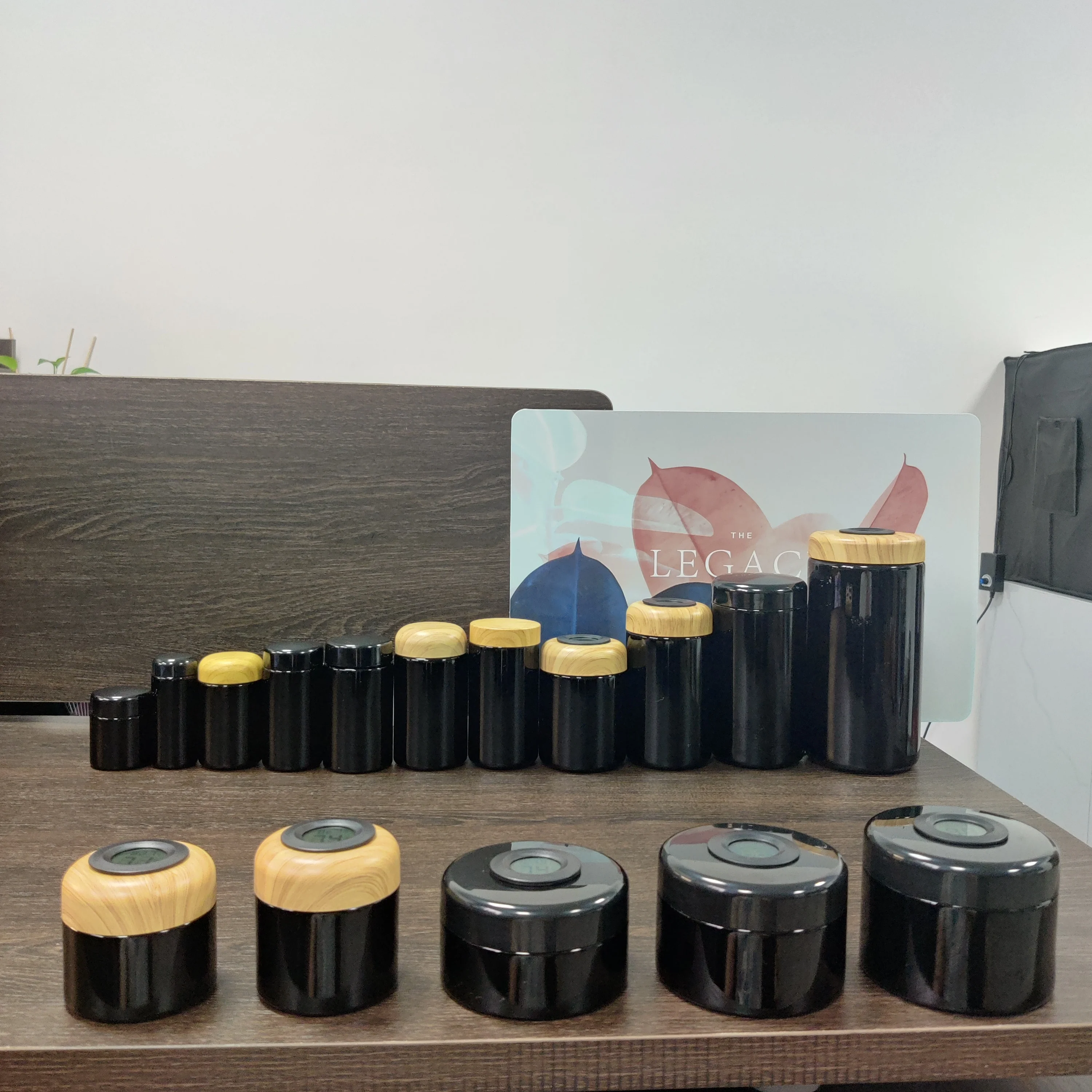 Round Large 250g 500g UV Black Dark Ultra Violet Stash Jar Herb UV Smell Proof Air Tight Ultraviolet Storage Glass Jar