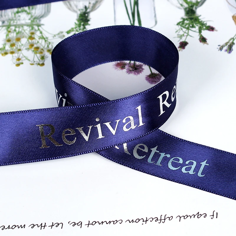 Factory wholesale ribbon logo ribbon silk satin printed custom ribbon roll