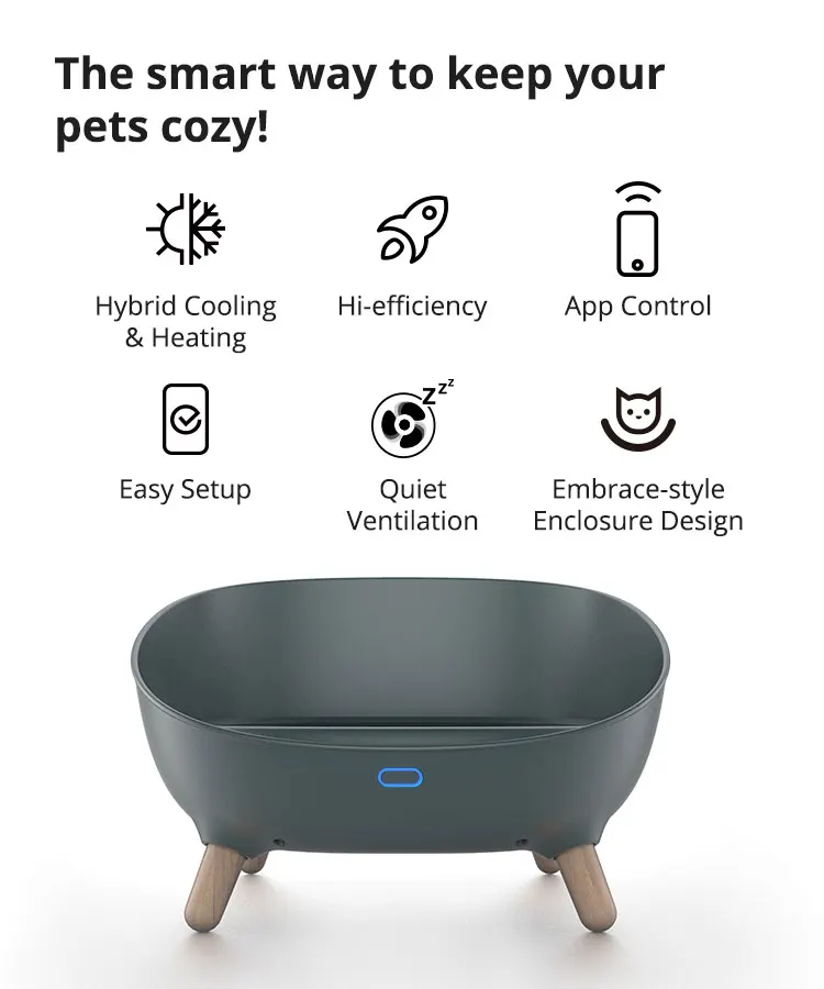 APP control electric self heating pet bed heated smart pet bed  electric cooling and heating in one with silent design
