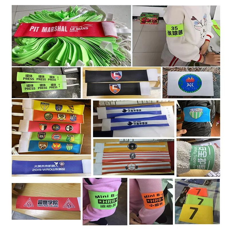 Wholesale Customize Logo Printed Armband Soccer Arm Band Elastic Captain Armband Colorful Football Captain Armband