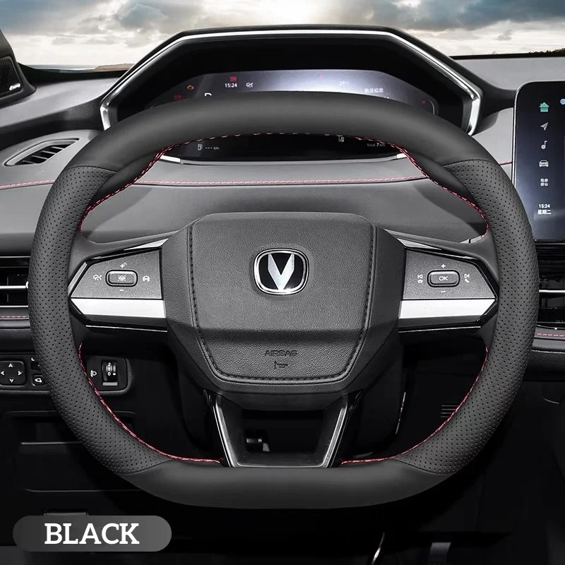 Double D shape 35cm 36cm leather car steering wheel cover for Peugeot 4008 5008 for Changan UNIV for Racing Car