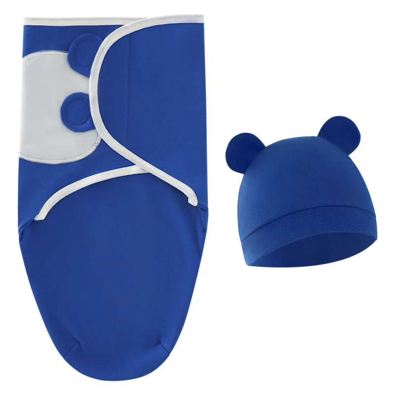 Set of 2 100% Cotton Baby Sleep Sacks  Closure Swaddle Wrap with Hat for Boys and Girls 0-6 Months for Winter