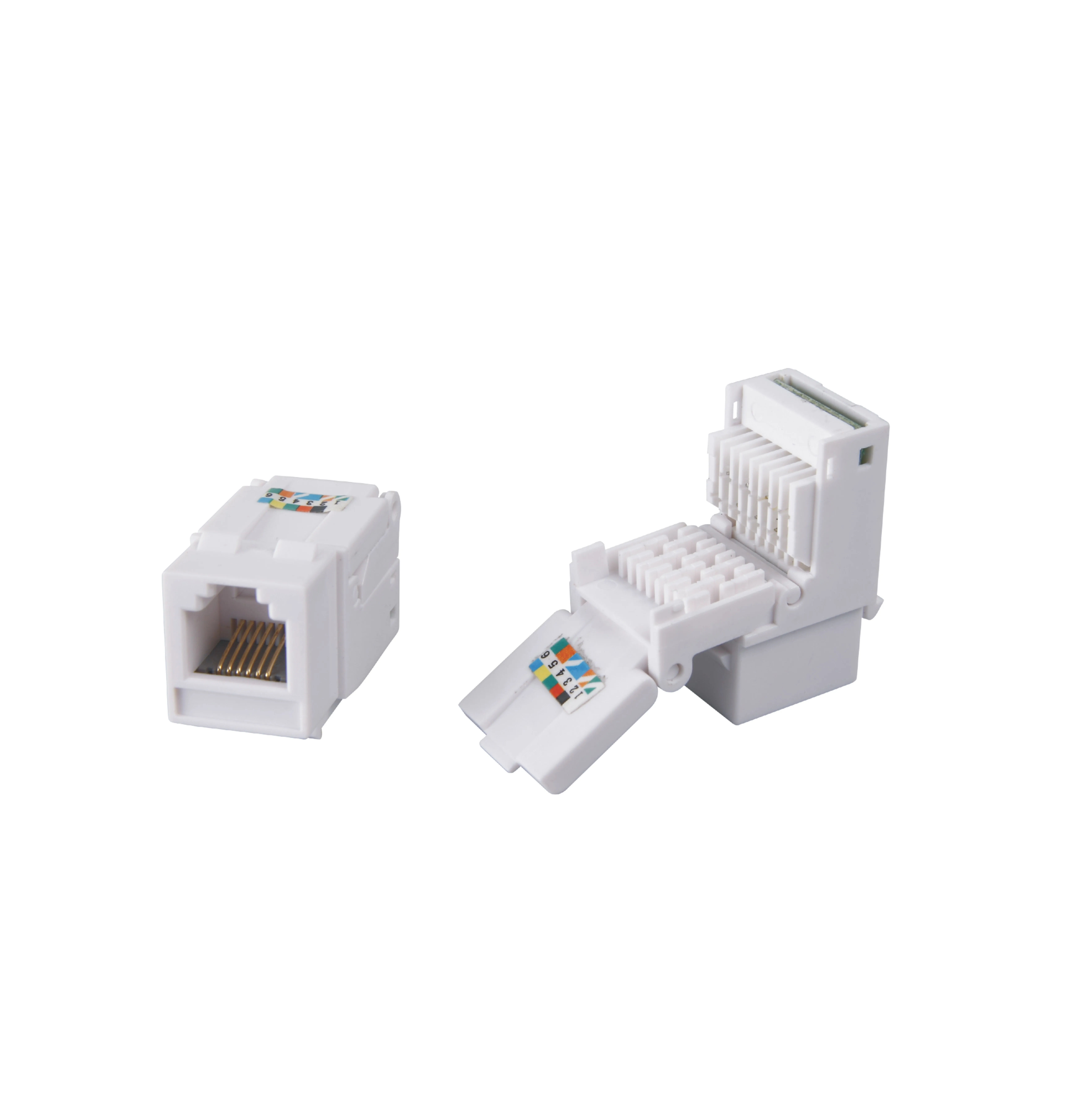 Toolless 90 degree UTP rj45 cat3 cat5e keystone jack voice module