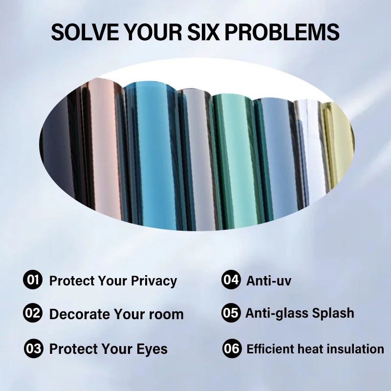 Green Silver Reflective One Way Vision Window Tint Building Film Heat Insulation And Privacy Protection Film
