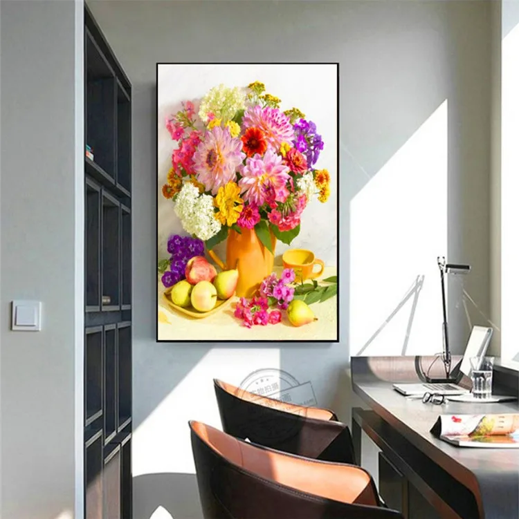 Factory supply wholesale decoration flower fruit diy diamond embroidery painting