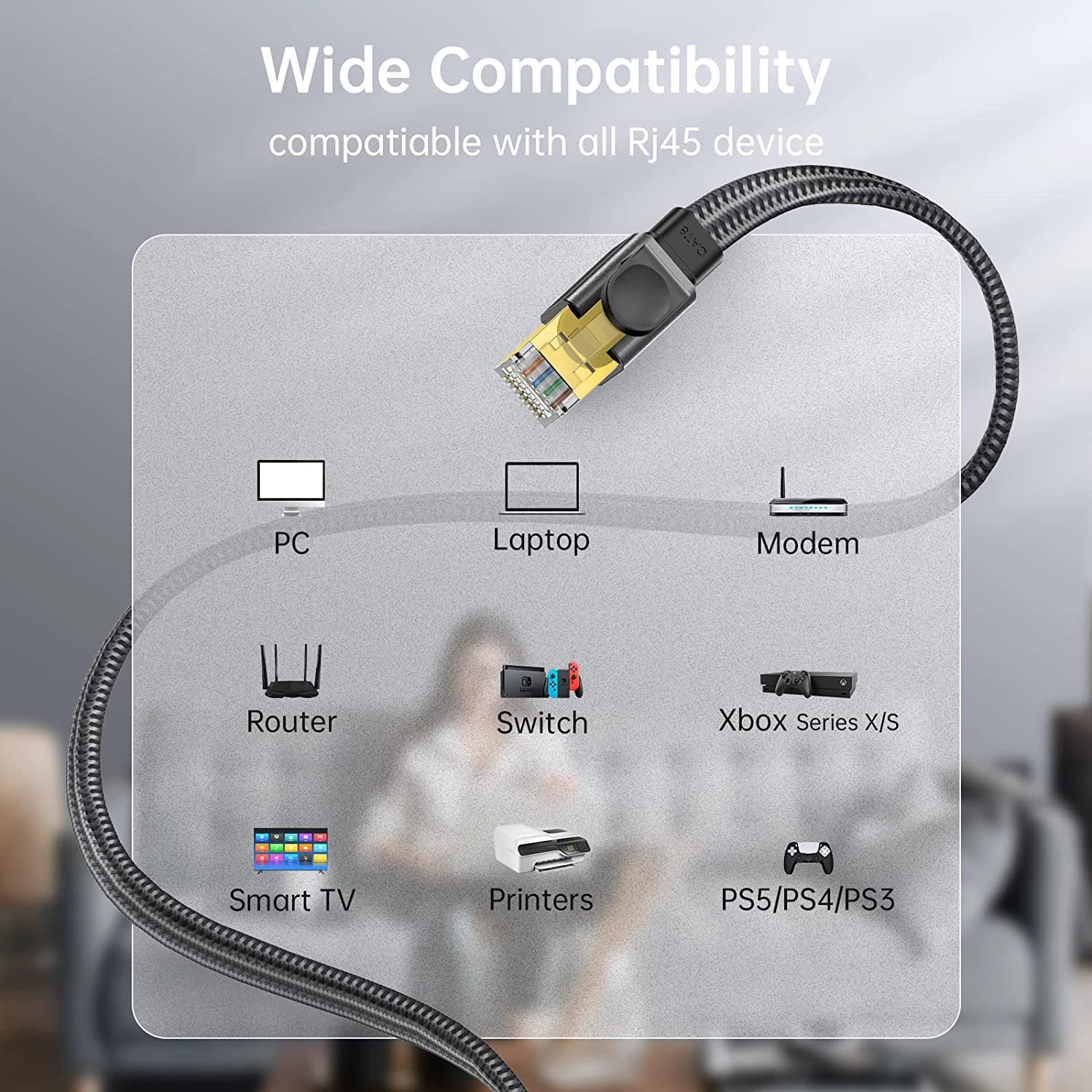 Сетевой Ethernet-кабель rj45 с двойным экраном Cat 8 3 фута cat 1 м 2 10 15