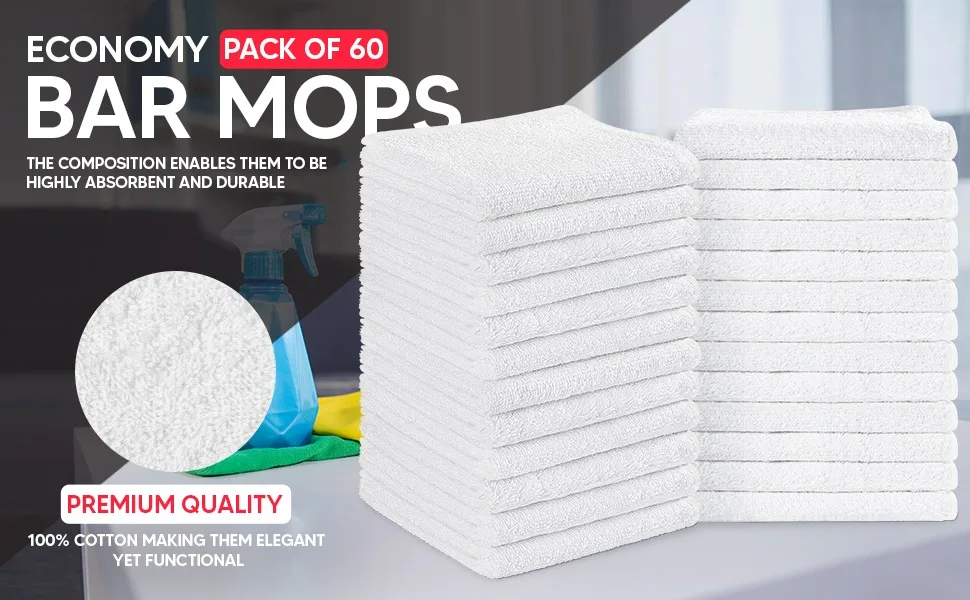 100% Cotton Cleaning Rags Size 14x17 inches Absorbent Bar Towels Restaurant Cleaning and Reusable Dish Multipurpose Towels