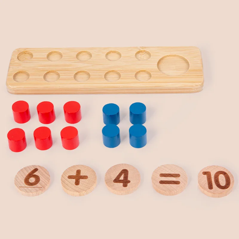 wood toys for kids montessori Wooden Math Enlightenment Ten Grid Matrix Number Detection Additional Subtraction Calculation Boar