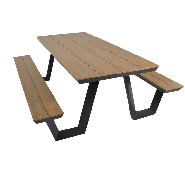 outdoor 6 foot 8 foot wood plastic composite picnic bench table outside restaurant commercial long picnic table with bench