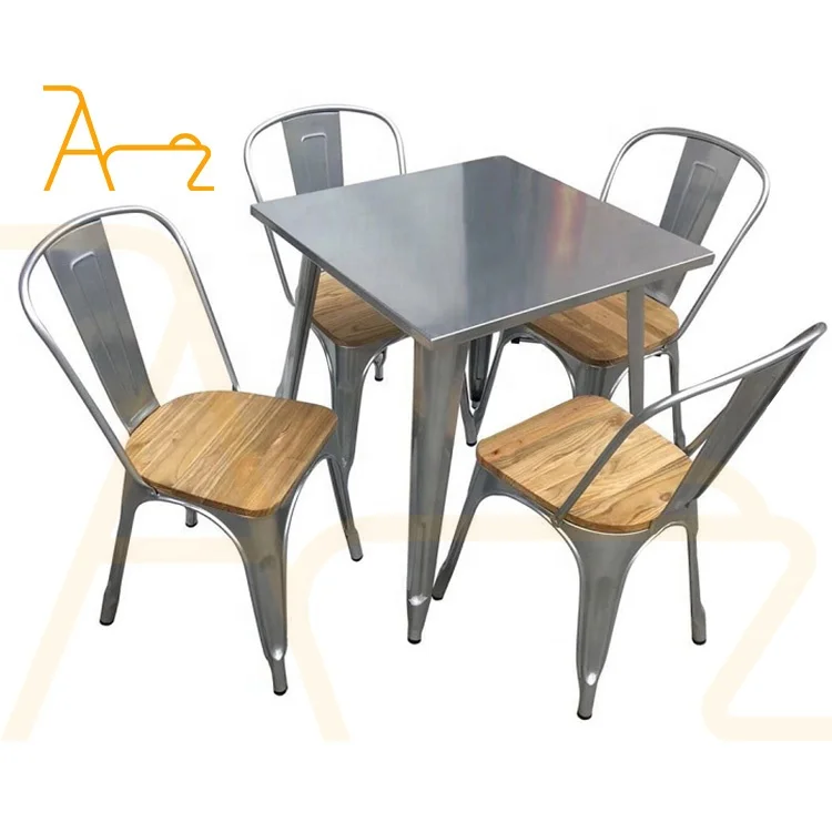 Industrial Style Restaurant furniture Outdoor Coffee Table Set Dinning Chair Stackable Metal Tables And Chairs For Restaurant