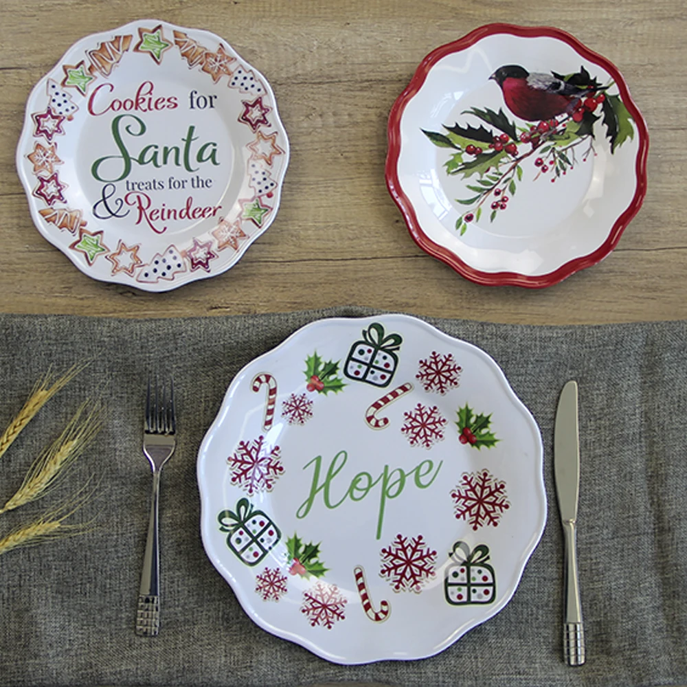 SEBEST Factory Custom Pattern Like Ceramic Dinner Plate Creative Melamine Christmas Plates