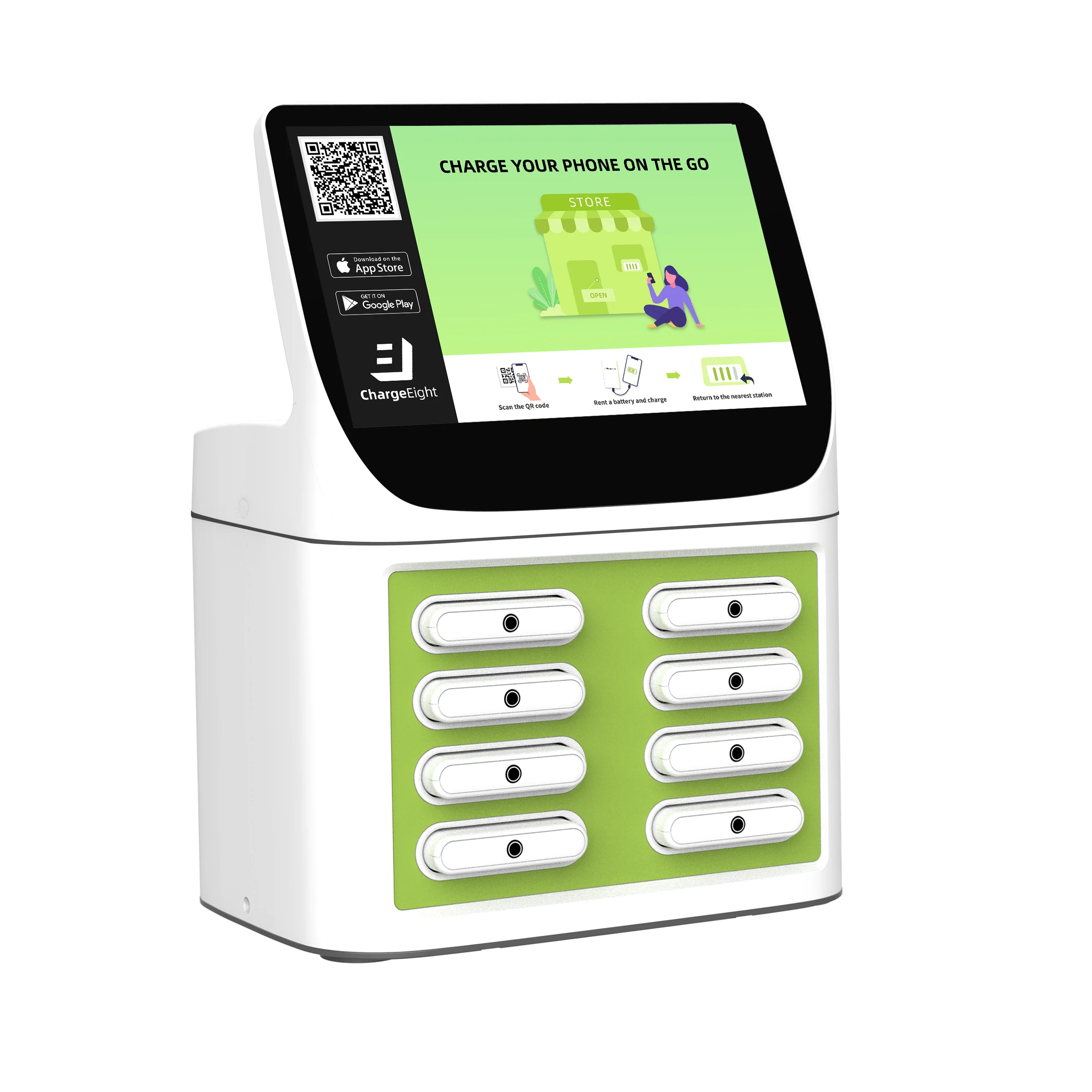 Mobile Phone Power Banks Rental Charging Station 8 Slots Power Bank Station with Screen