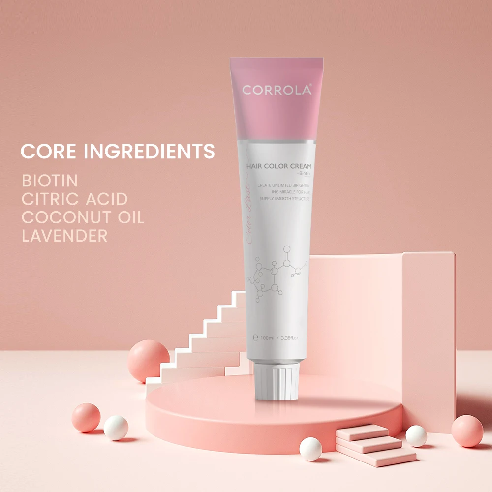 OEM ODM CORROLA Private Label Low Ammoina Long Lasting Organic Hair Color Cream Permanent Salon Hair Dye