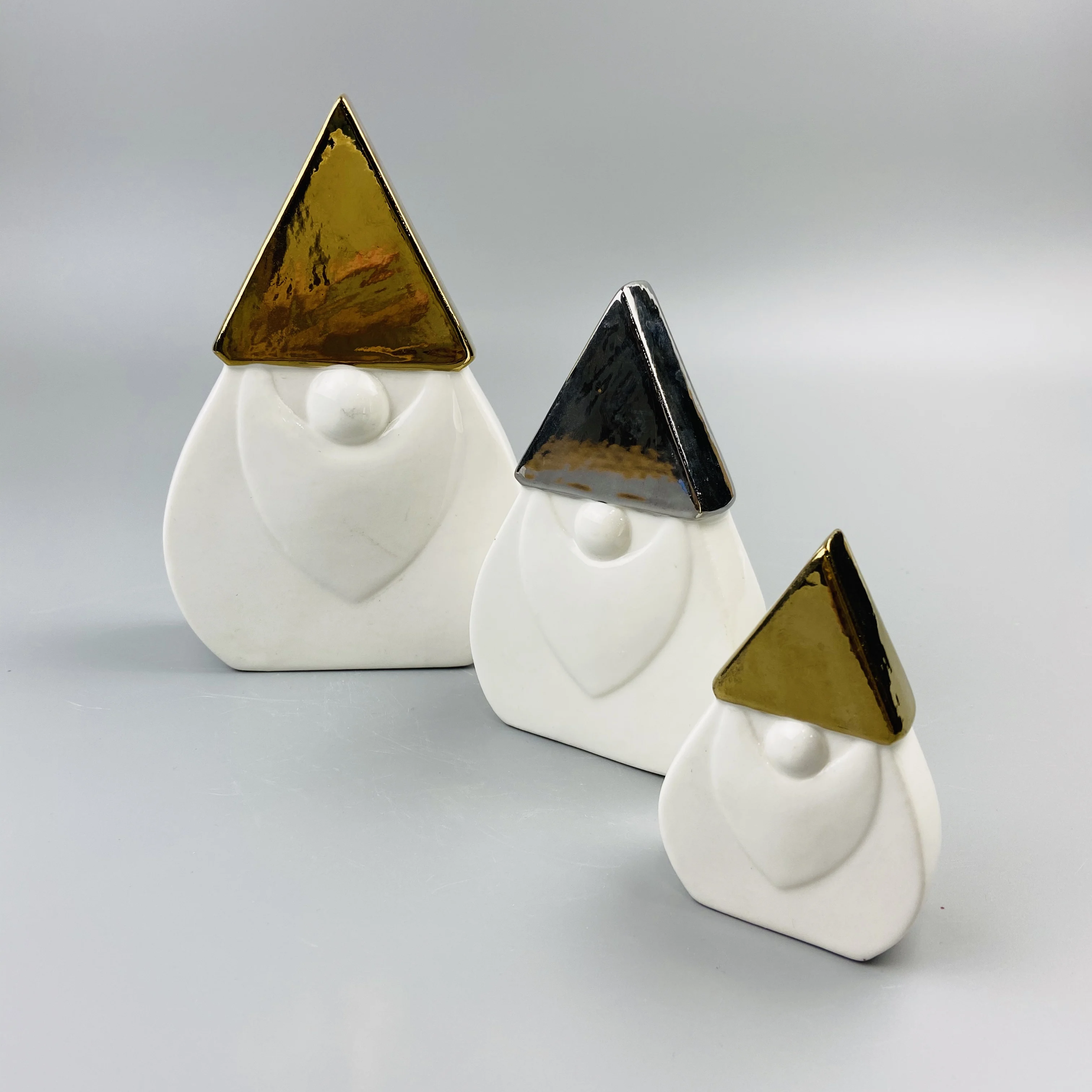 
Christmas decor white porcelain with gold hat 
