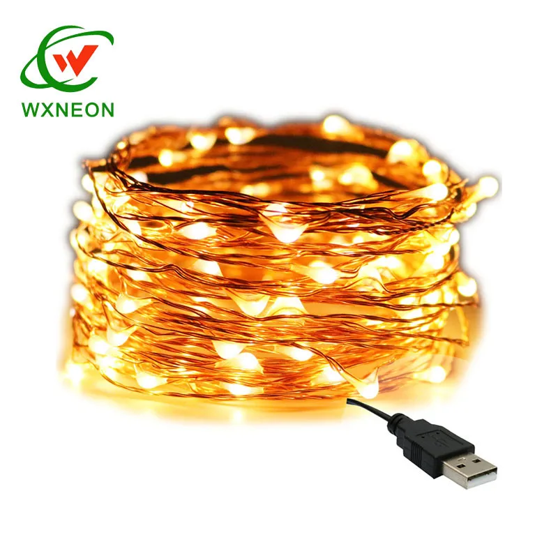 5 м светодиодный USB медный провод струнный свет разъем светодиодные Струнные огни многоцветные