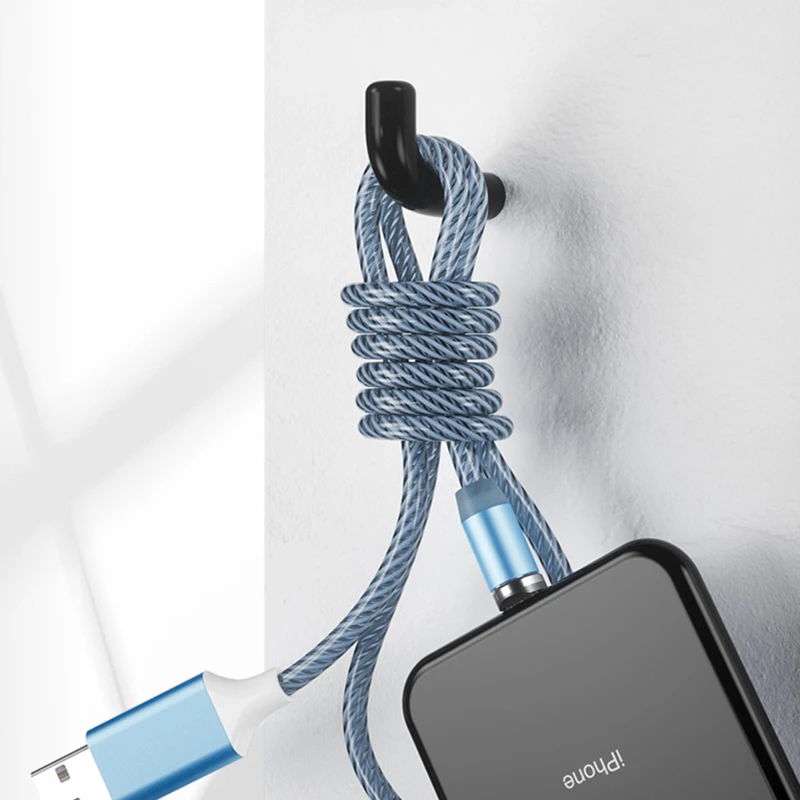 Usb-кабель для быстрой зарядки мобильного телефона 2021, светящийся кабель lightning 3 в 1, usb-кабель типа c с usb-портом