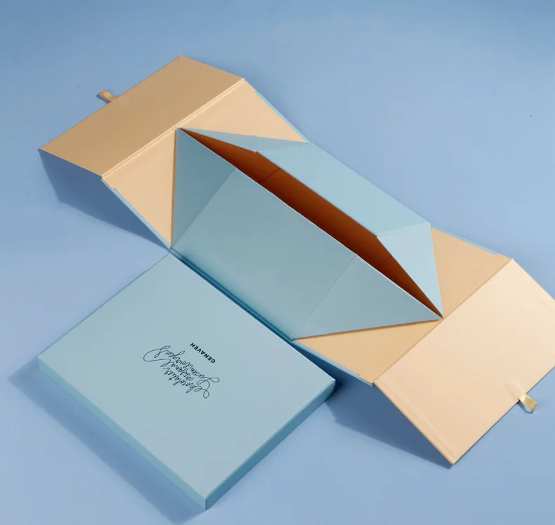 Personalized Rectangular Folding Cardboard Hair Bundle Packaging Box Silk Ribbon Closure Shipping Gift Giving Enhanced Magnets