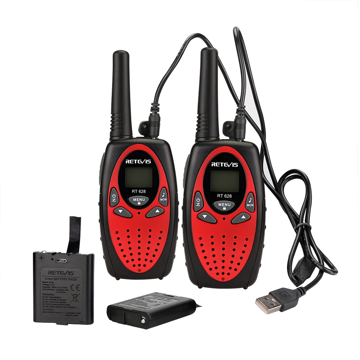 USB charging 2 PCS Free license 22CH 462-467MHz FRS Kids Walkie Talkie with rechargeable battery Retevis RT628