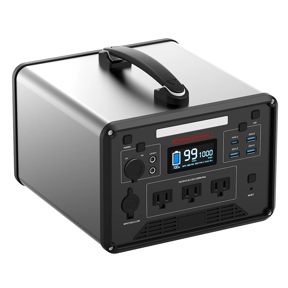 
1000w 100ah 1280wh LiFePo4 battery 2000 cycle Life 110v solar portable power station for outdoor and home 