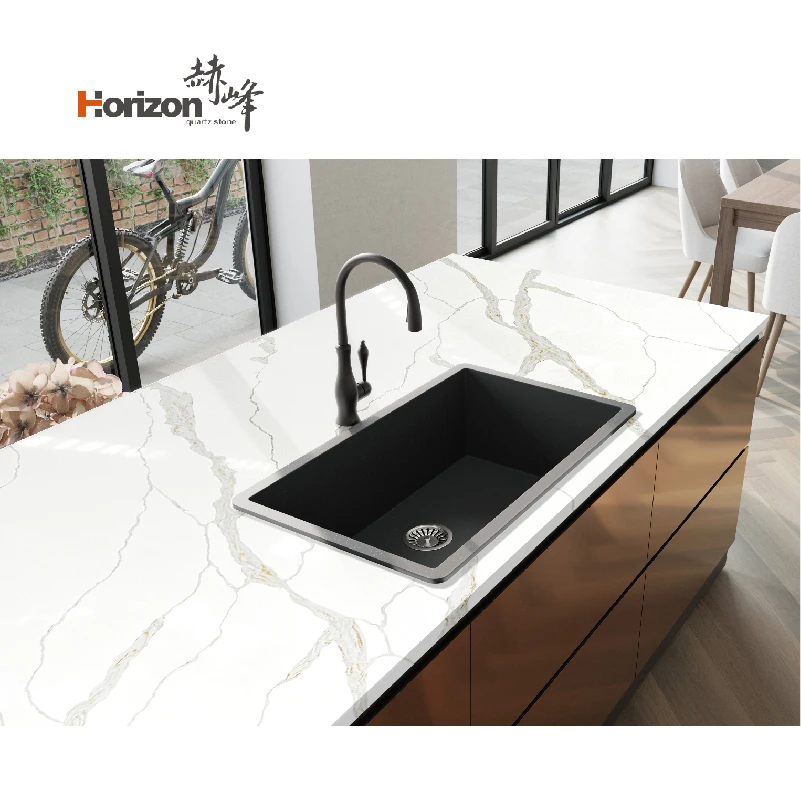 2023 Horizon calacatta quartz stone countertops slab artificial stone table tops handmade quartz slabs