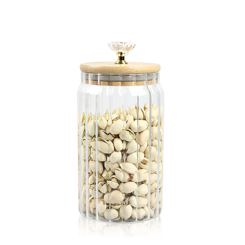 High quality sealed kitchen supplies High borosilicate glass bottles Candy grain tea storage tanks with bamboo lid Bottles