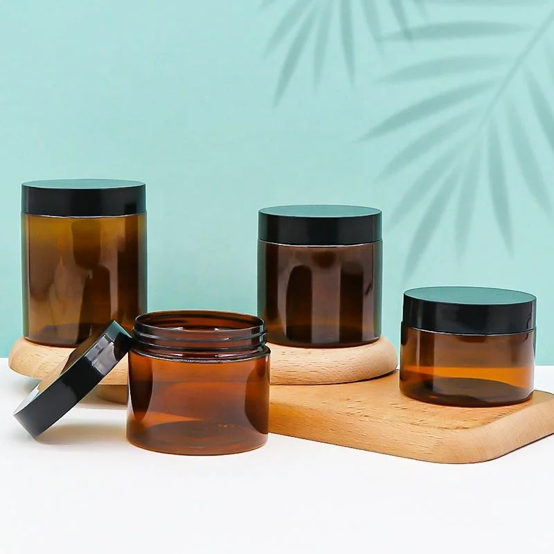 4 oz 120ml Empty Black Lid Amber Coffee Packaging PLASTIC pet 4oz Cosmetic Jar