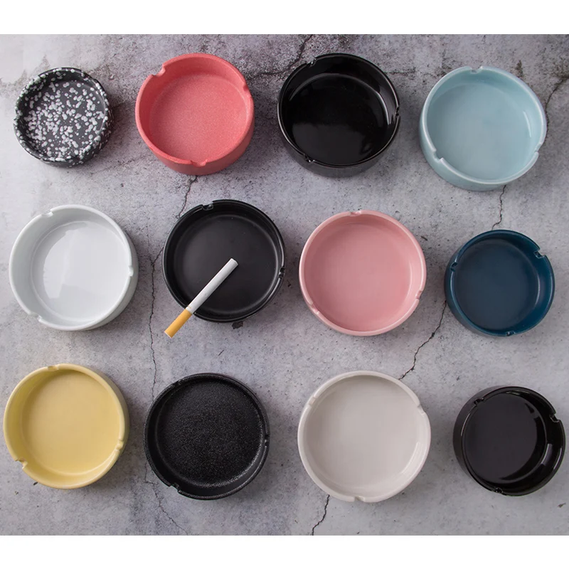 Factory Eco Friendly Glazed Colorful Custom Logo Modern Golden Ash tray Ceramic Car Cigar Ashtray Outdoor For Office