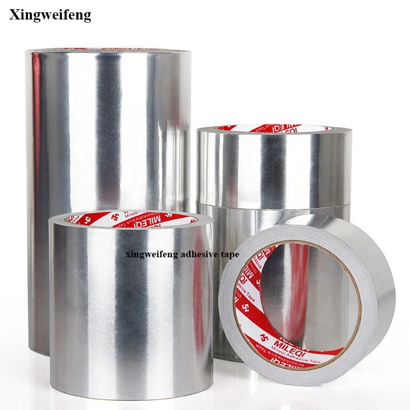 50mm wide 0.5mm thick with fiberglass fabric thermal resistant self adhesive aluminum foil tape manufacturers without liner