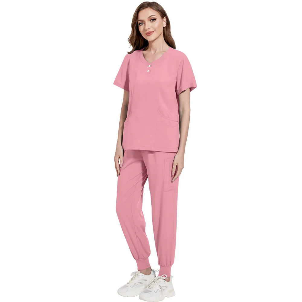 42162 Hospital joggar button work jacket fan cloth factory work clothes workwear fan long pants suit for women
