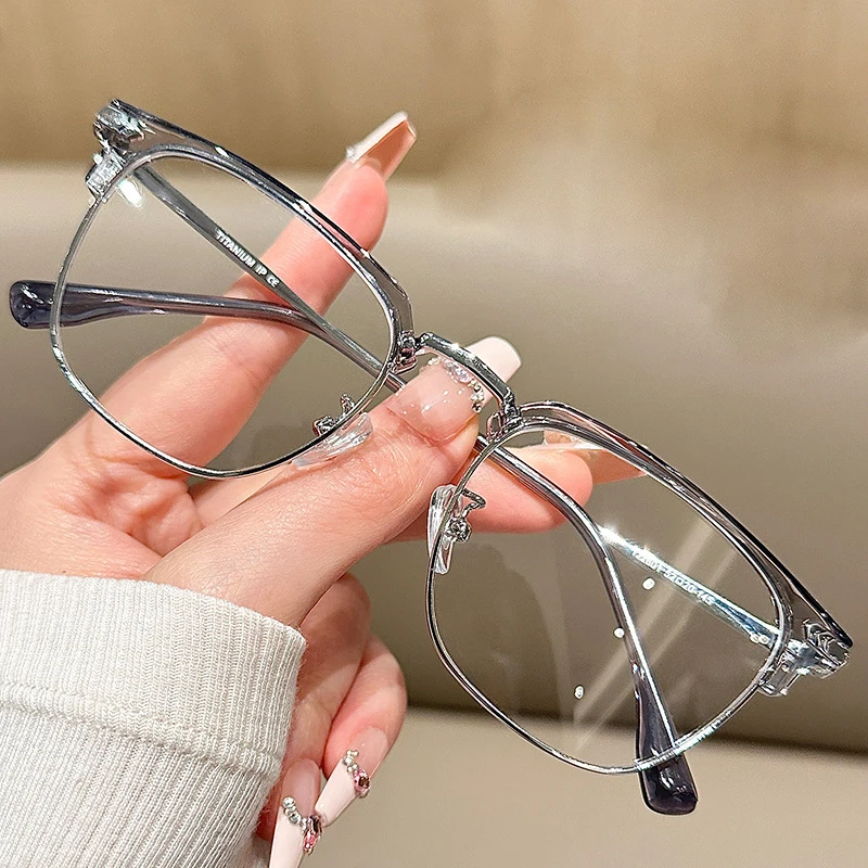 619 Unisex Myopia Half Frame Anti Blue Light Glasses Men Reflection men optical eye glasses half frame