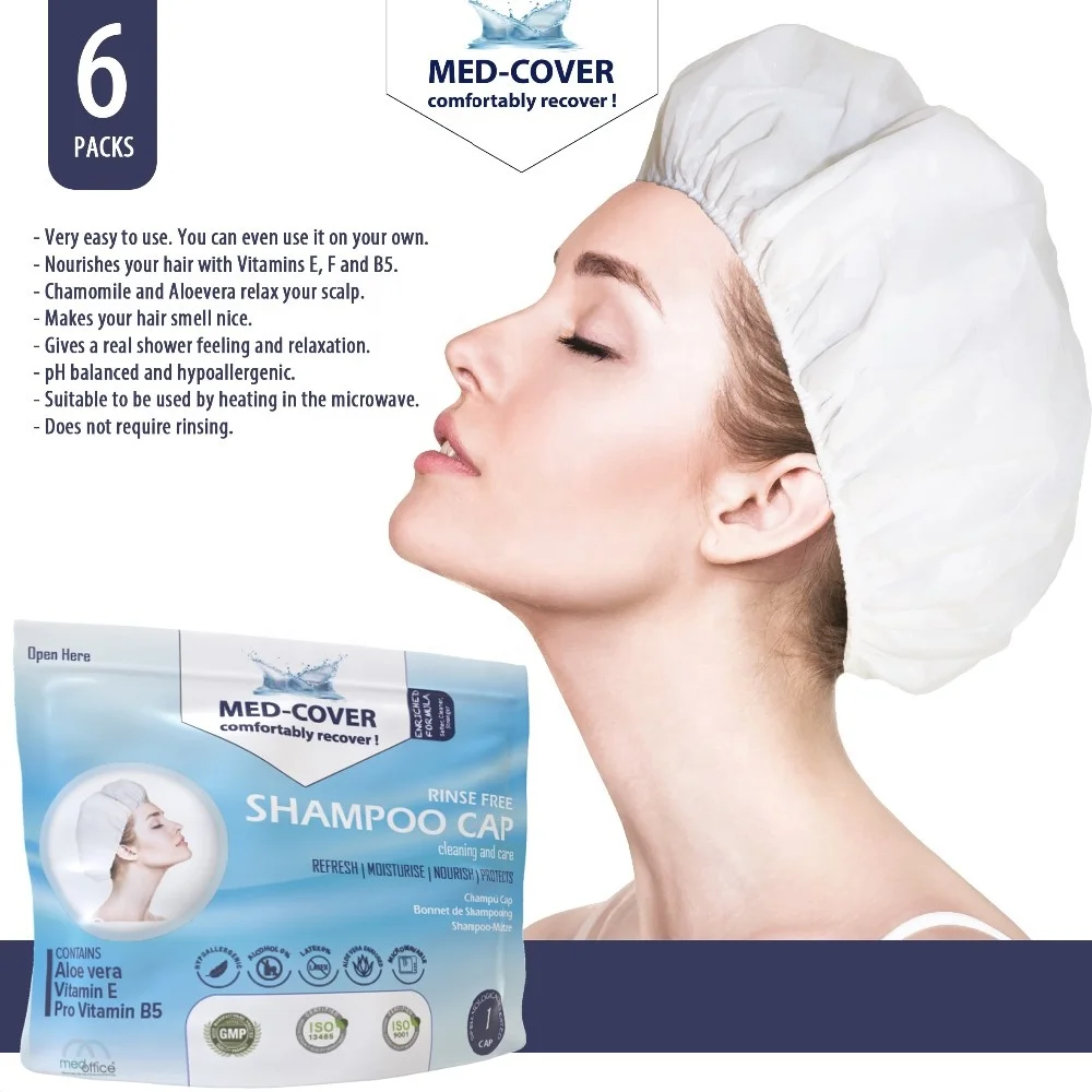 Med-Cover Rinse Free Shampoo Wash Cap No Water Rinse Free  Elderly Care Nursing  Bedridden Patient OEM  Customized Packing