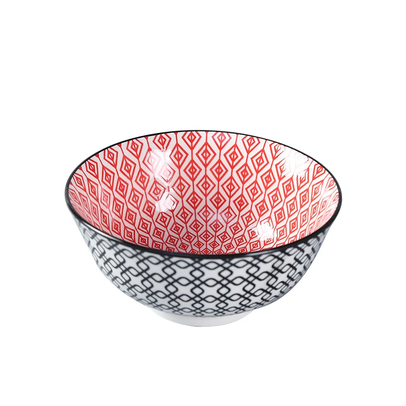 New Style Printed Ceramic Rice Salad Bowl For Sale