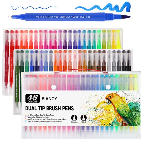 
48 double headed color marker pen neutral pen set, artist children painting art supplies 
