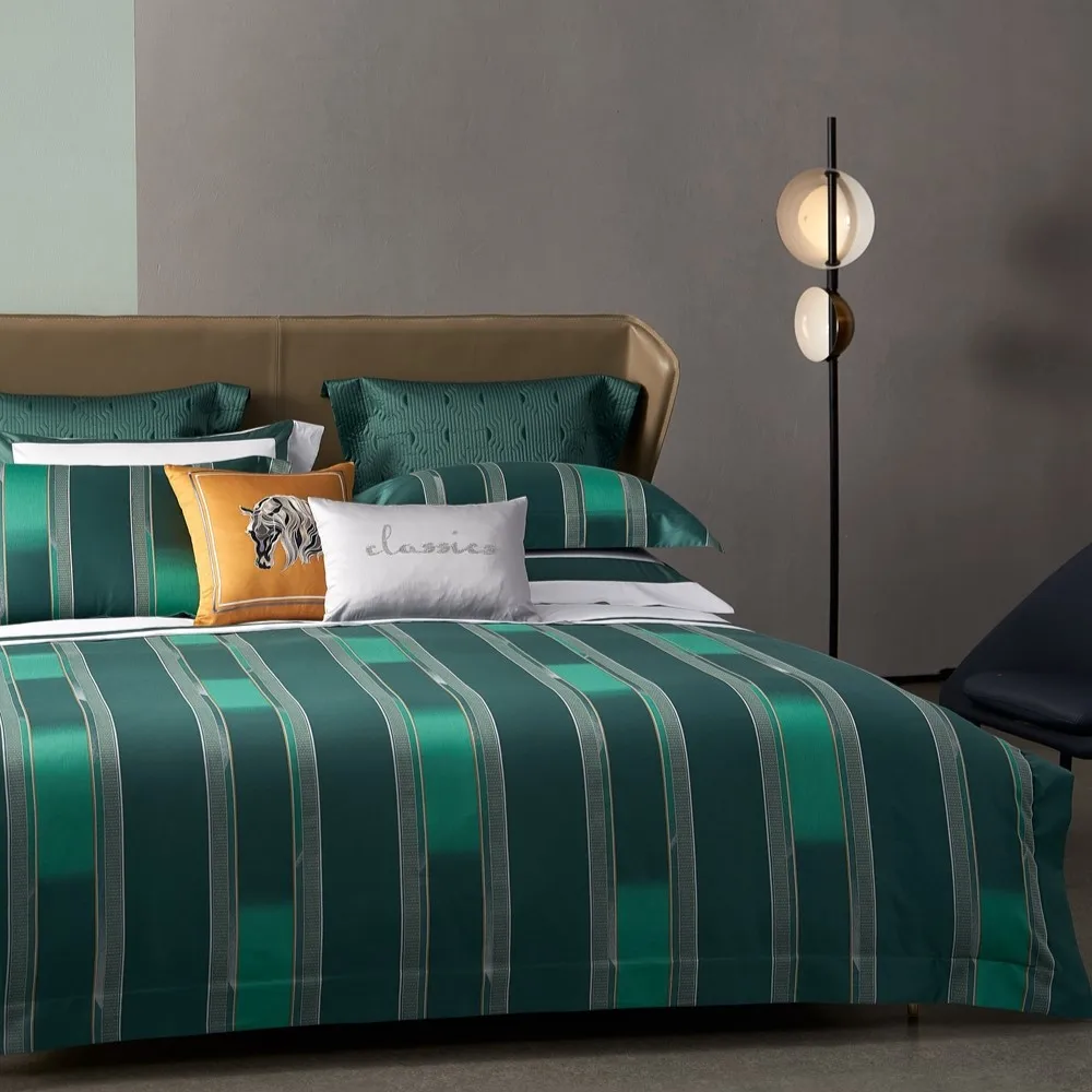 Aimaylai Luxury Soft 100% Cotton100s Home Hotel 4 Piece Bed Sheets Set Solid Color Custom Design Comforter Bedsheet Bedding Set