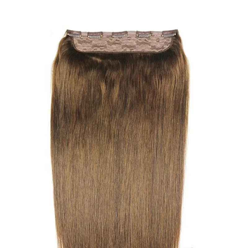 100% Real Human Hair One Piece 3/4 Full Head Clip on Hair Extensions for Women