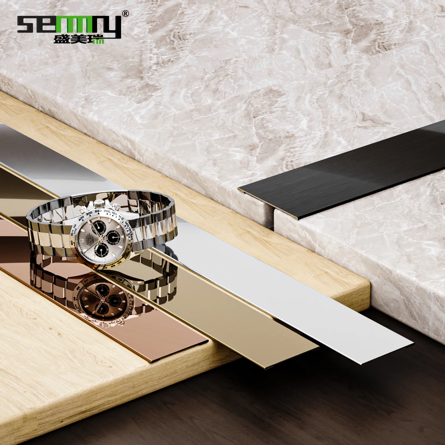 Factory Directly Tile Trim Stainless Tile Trim For Interior Decoration Flat Stainless Steel Trim Decorative