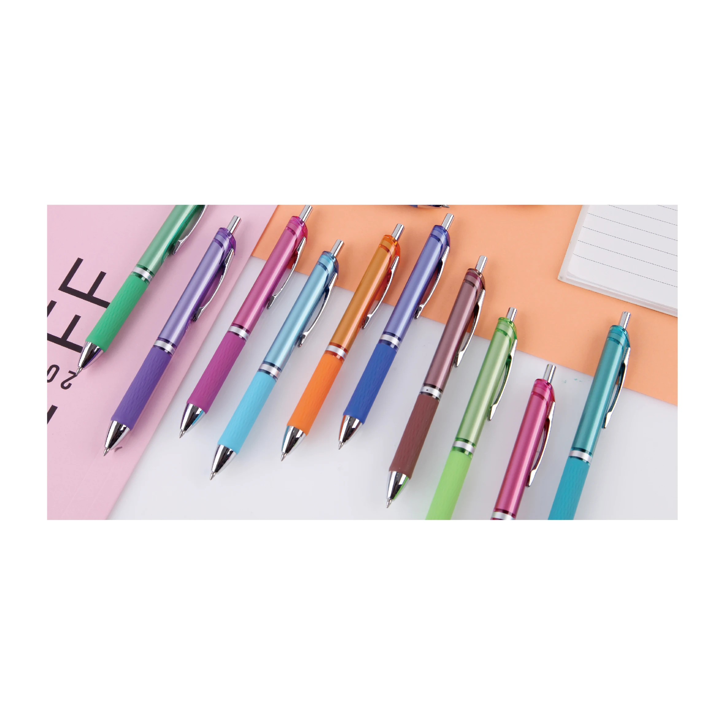 Colorful Gel Pens Custom Logo Multicolor Retractable Pen Wholesale OEM Gel Ink Pens