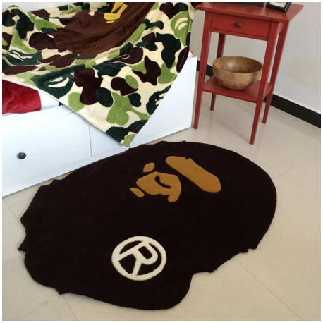 Custom Acrylic Hand Made Brand Logo Mat Shoe Shape Carpets Custom Die Cut Tufted Sneaker BAPE Rugs