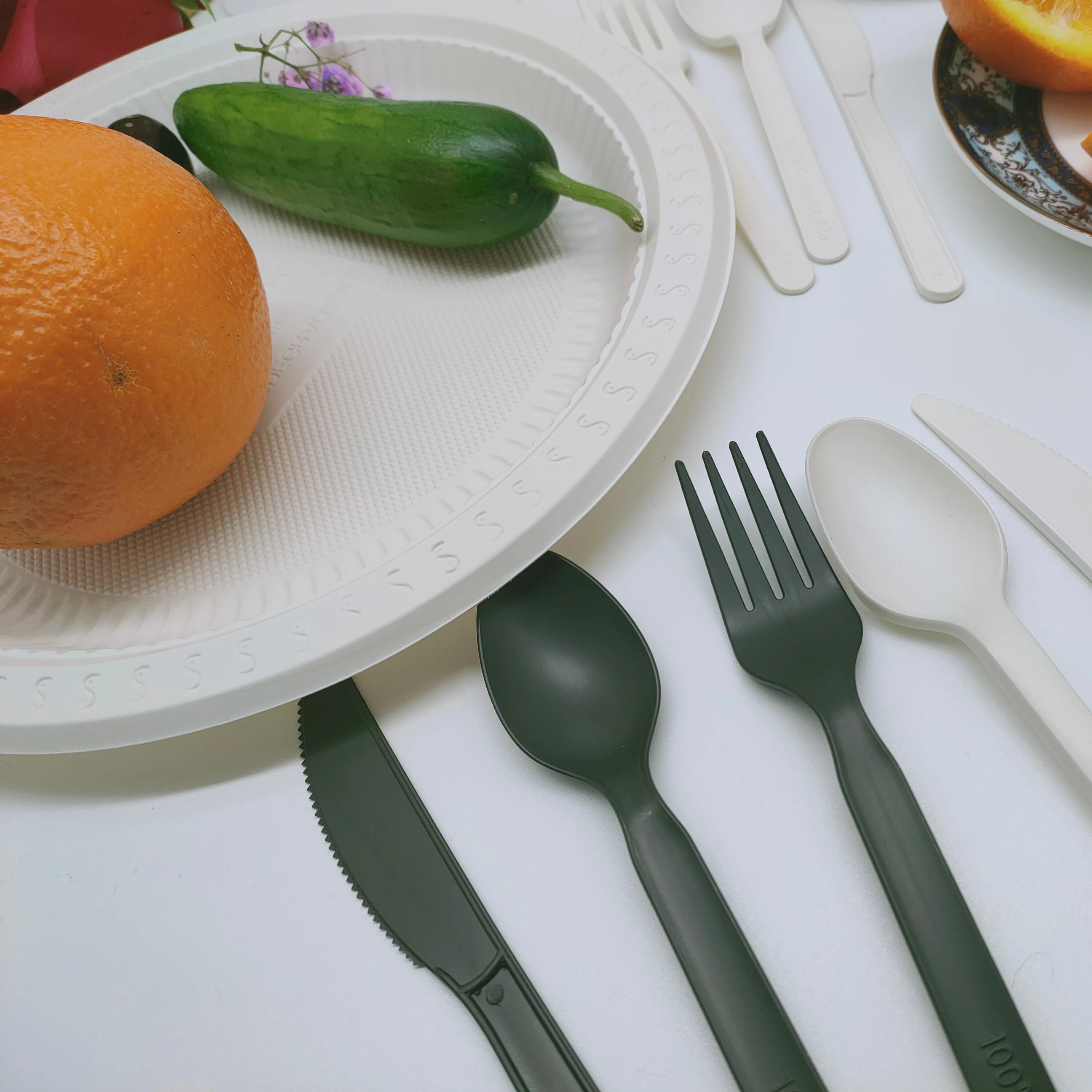 
GreenWorks Eco-friendly disposable flatware spoon Durable plastic chinese soup spoon 