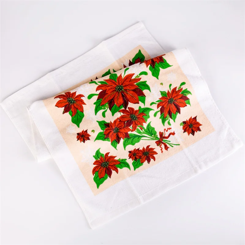 100% Cotton Velour Terry Printing Kitchen Towel With Christmas Pattern