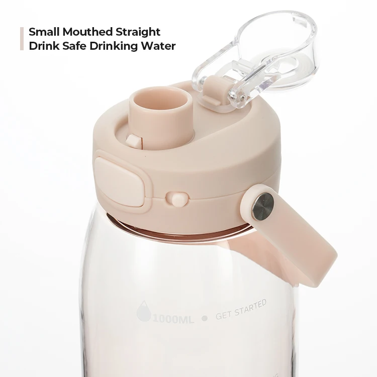 1 liter custom logo transparent clear tritan plastic gym sport travel water drink bottle with handle for adults