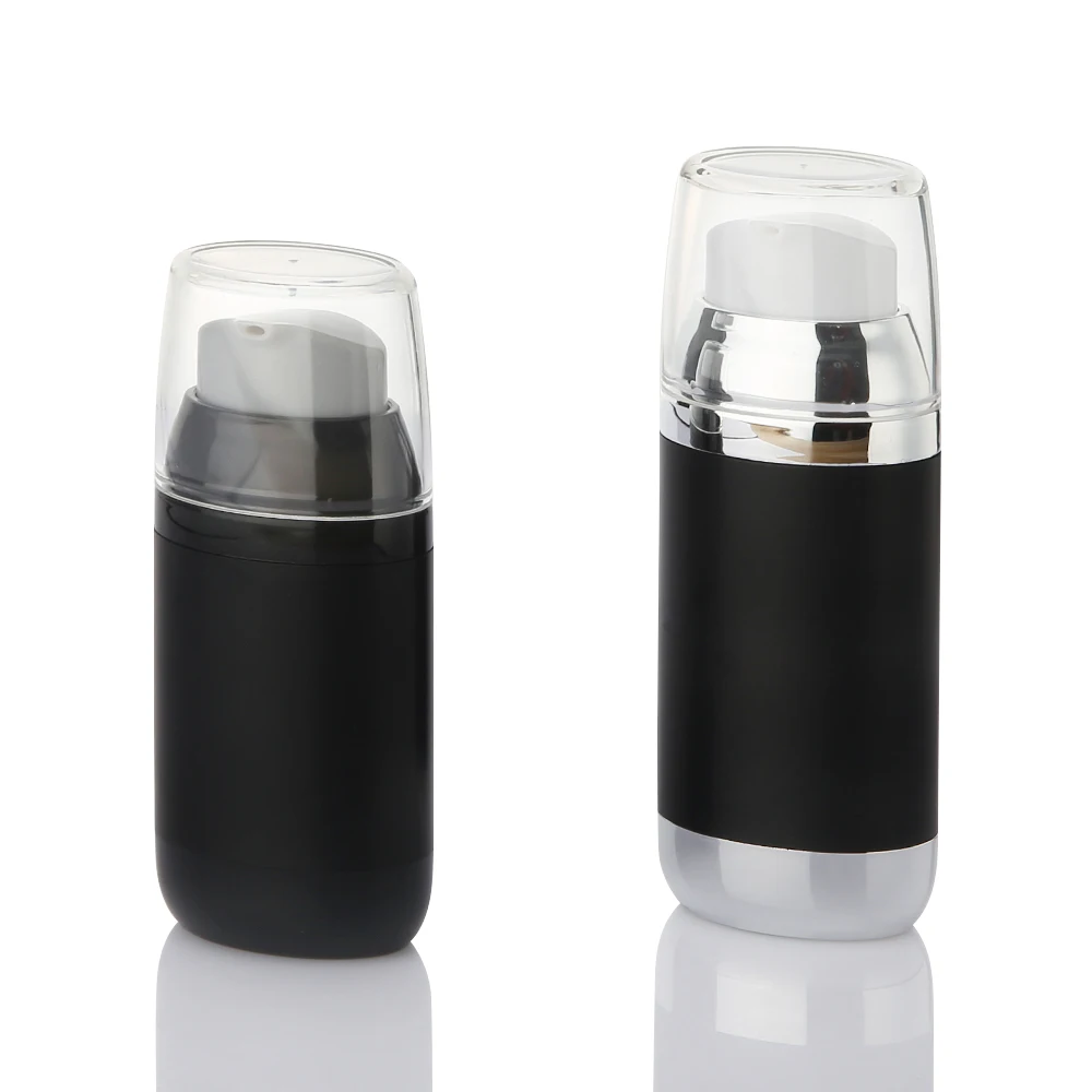 Hot Selling acrylic empty 35ml 45ml cosmetic black airless bottle BB sunshine Cream bottle with pump useful lotion