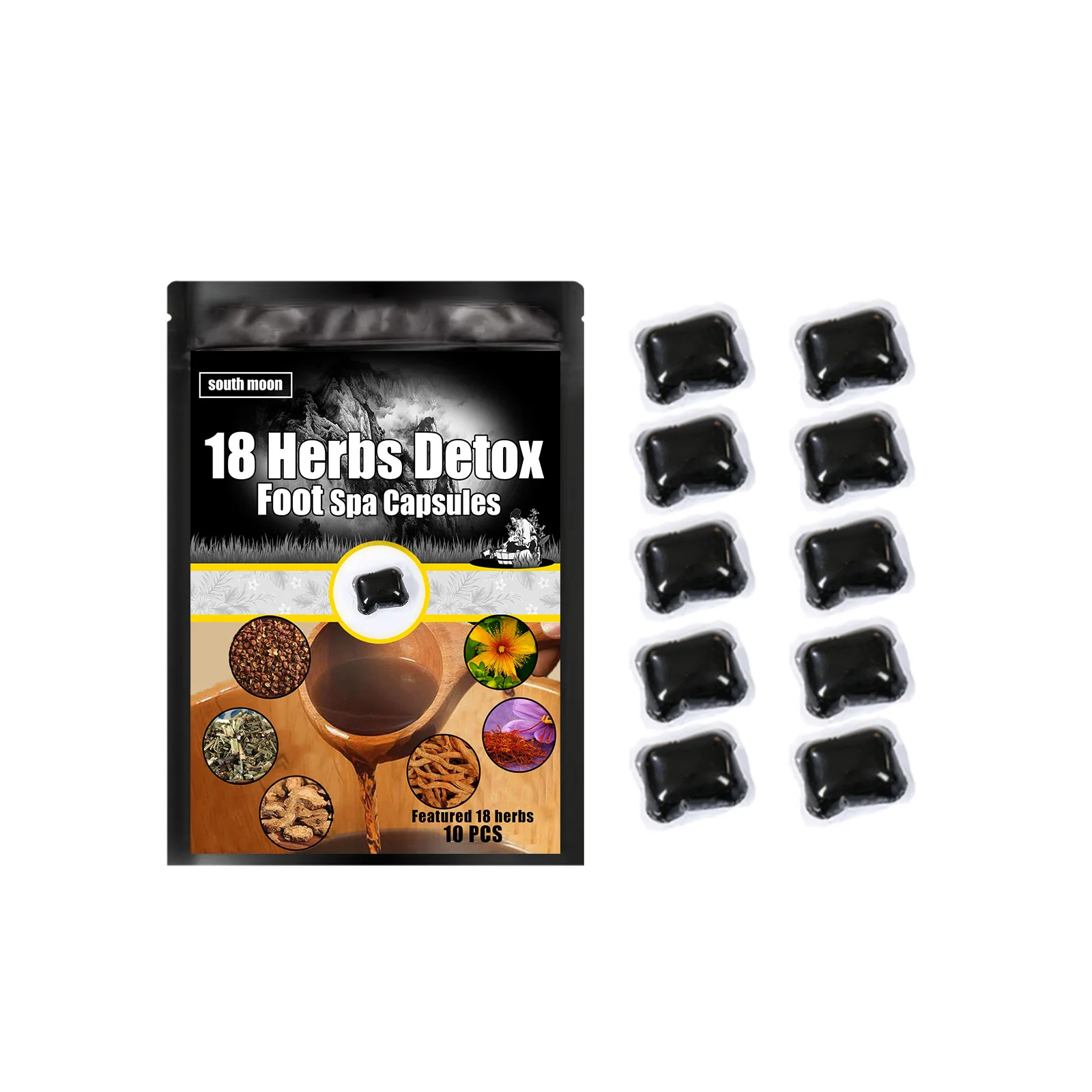 South Moon Factory Supply China Wholesale Herbal Detox Foot Cleansing Spa Dehumidification Capsules Body Slimming Soak Beads