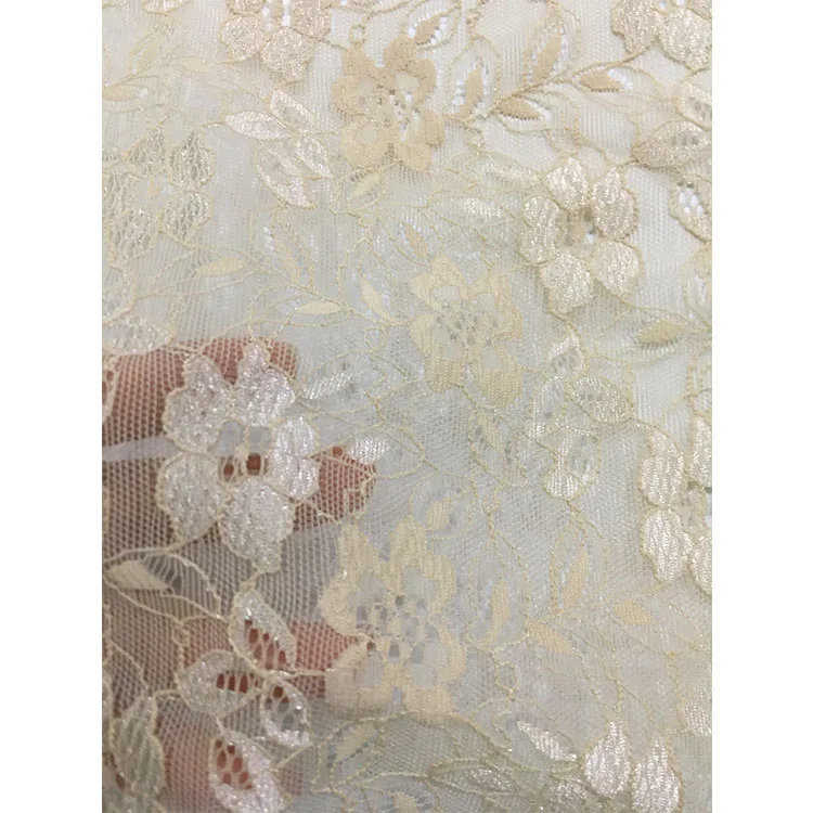 Metallic Flower Silver Silk High Stretch Apparel Lace Tulle Fabric for Girl