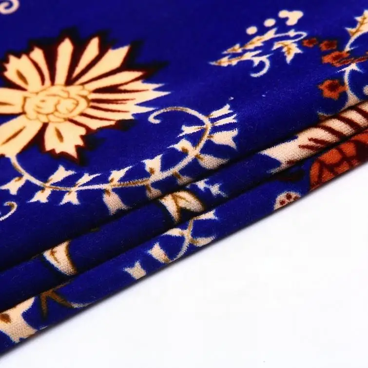 Comfortable woven korean micro velvet 5000 garment fabric printed super soft velboa 5000/9000 fabric wholesale for dress
