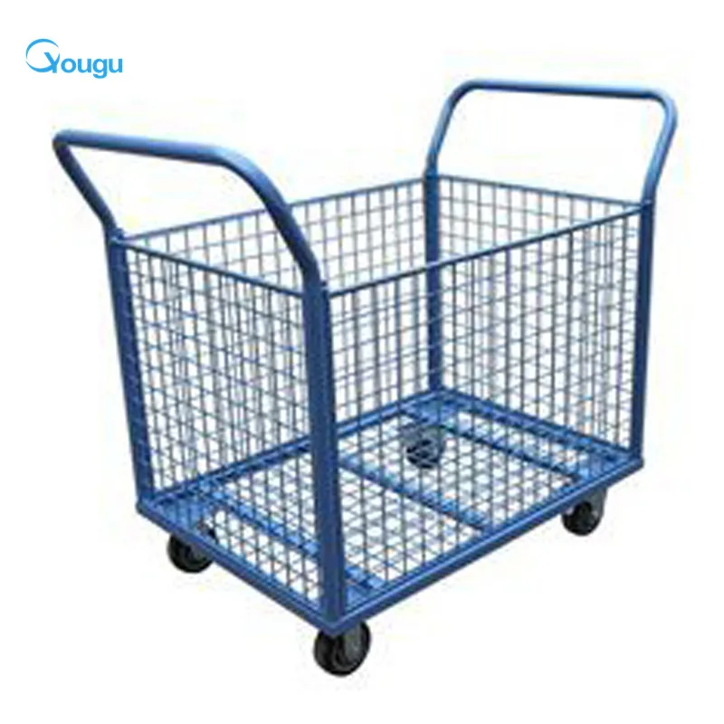 wholesale Warehouse industry customized steel welding wire cage trolley basket
